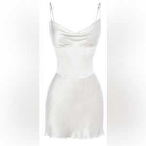 Heiress Beverly Hills White Corset Satin Slip Dress